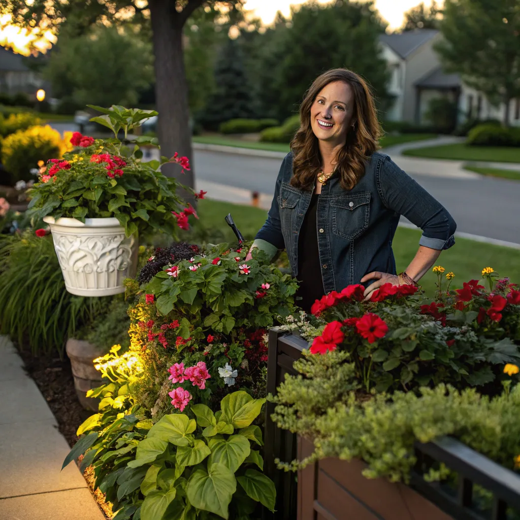 Emily Clark showcasing her terrace plants